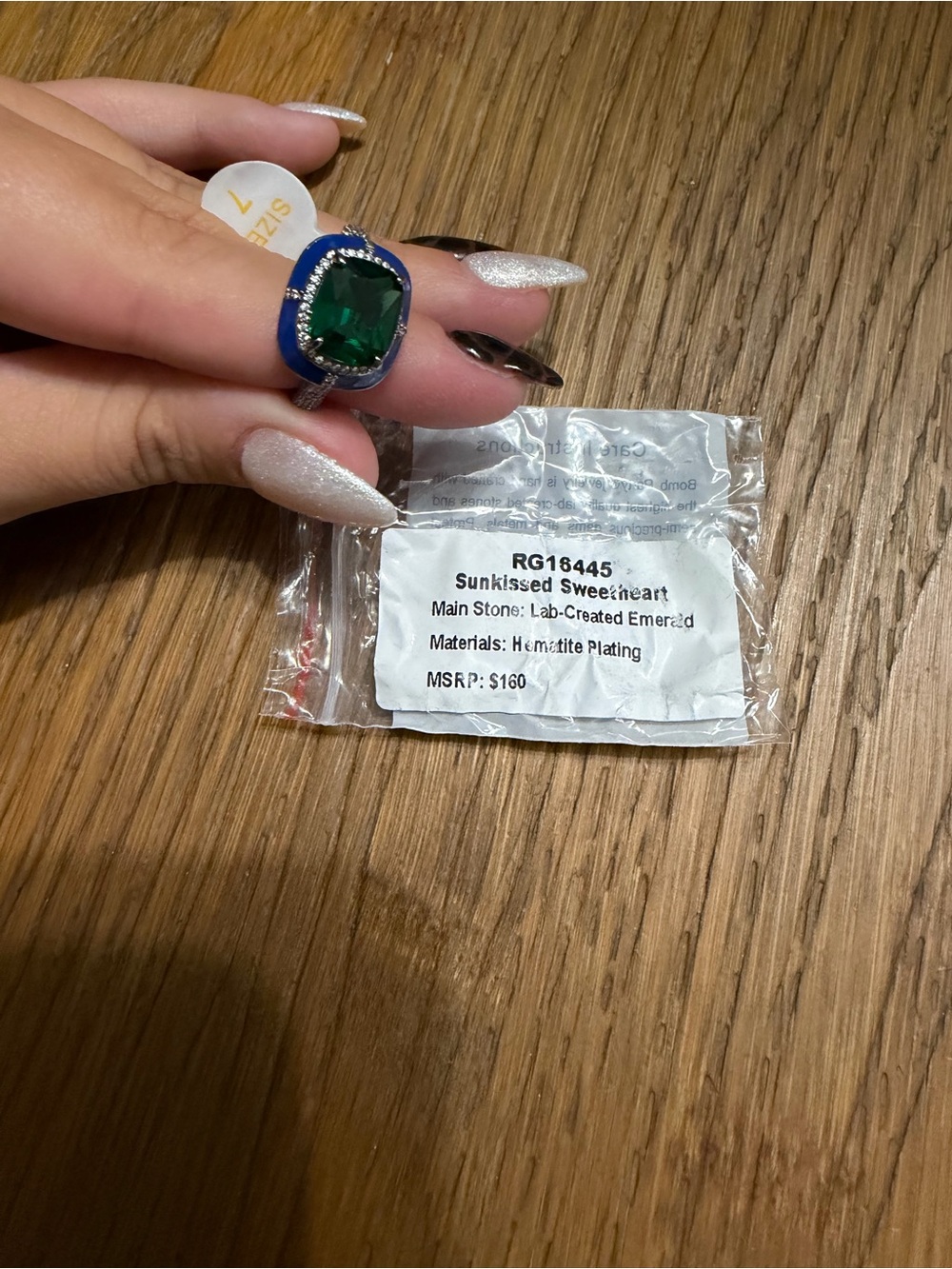 Lab-Created Emerald Ring in Blue